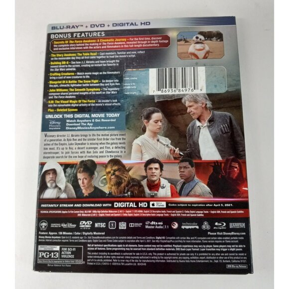 Star Wars Revenge of the Sith DVD & The Force Awakens Blu-Ray & DVD Movies GUC - Picture 7 of 8